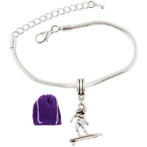 Female Surfer Snake Chain Charm Bracelet